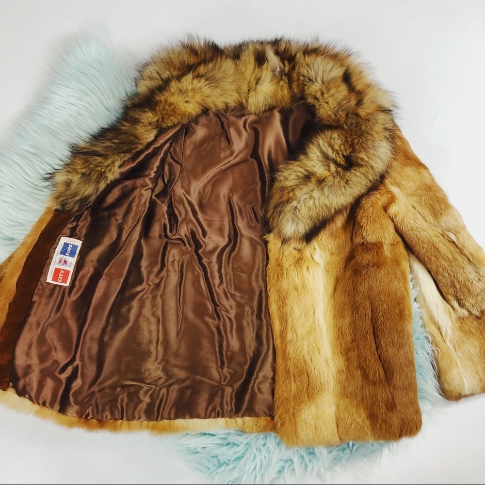 FINAL Vtg 70s Fur Boho Oversized Coat M - Picture 3 of 8